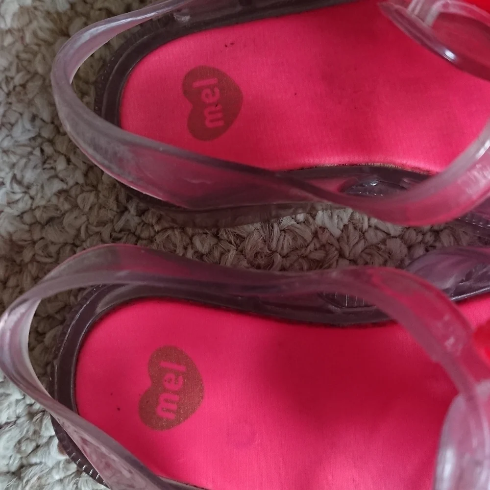Mel By Melissa Toddler Clear Jelly Sandals Pink Leopard Bow Size 7